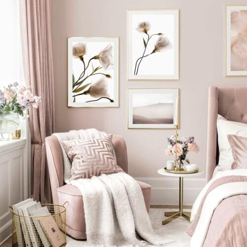 Pink Flower Wedding Dress Woman Desert Wall Art Canvas Painting Nordic Posters And Prints Wall Pictures For Living Room Decor