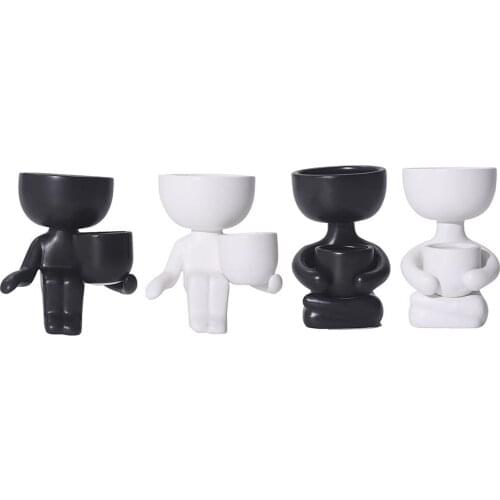 Desk Human Statue Flower Vase Fleshy Plants Planter Succulent Pot Container Indoor Plants Modern Small Rustic High Mighty