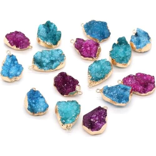 Natural Crystal Stone Pendant Waterdrop Crystal Agates Colorful Crystal Cluster Stone Charms for Jewelry Making Necklace Gift