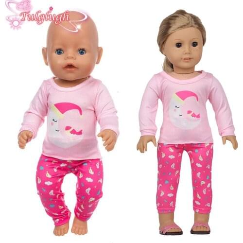 2021 New Doll Sleeping Moon Pattern Clothes Wear Fit 43cm Baby New Born doll,18 Inch Doll Clothes Accessories