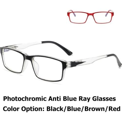 Photochromic Blue Light Blocking Glasses Computer Women Men Anti Eye Strain Gaming Glasses Gamer Filter Rectangle Sunglasses