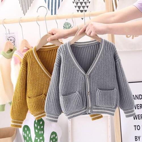 Girls' Solid Color Knitted Cardigan Sweater Toddler Girl Fall Clothes 2021 Baby Girl Sweater Sweater Autumn Fall Toddler Outfits