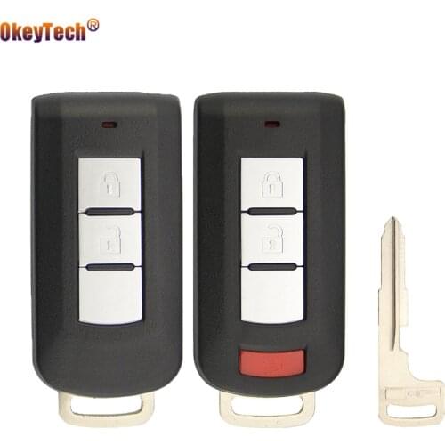 Okeytech 3/4 Buttons Car Key Shell Case Fob For Mitsubishi Lancer Outlander ASX Replacement Remote Car Key Cover Uncut Blade