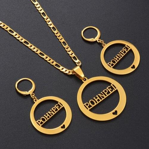 Anniyo POHNPEI Necklace Earrings Jewelry sets for Womens Gold Color Islands Gift #036121