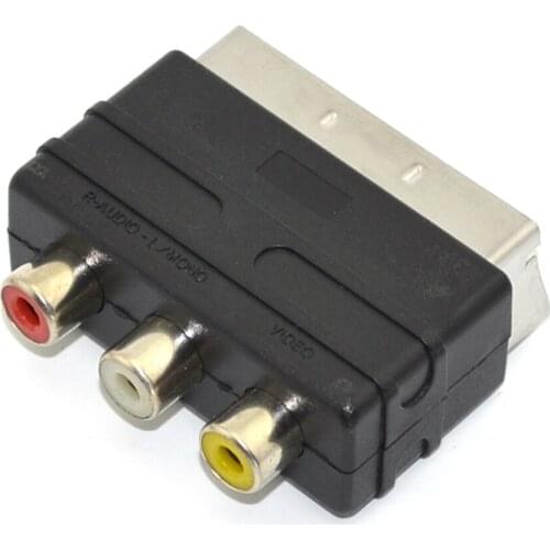 3RCA To Scart Adapter AV Cable Converter for PS4 for Wii TV DVD