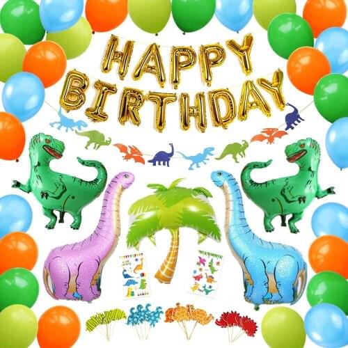 Dinosaur Theme Party Decoration Items Dinosaur Aluminum Film Balloon Set Birthday Banner