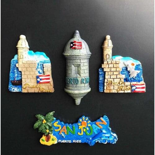 Puerto Rico 3D Creative Magnetic Refrigerator Stickers San Juan Tour Commemorative Painted Decorative Crafts Fridge Magnet Decor