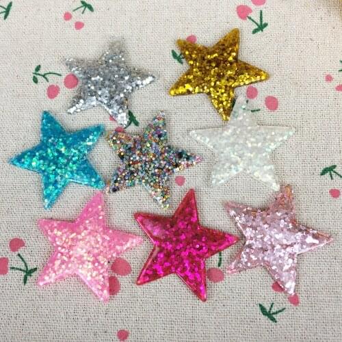 Mix Color Flat Back Resin Cabochon Kawaii Five Star Filled Glitter DIY Flatback Scrapbooking Decorative Craft Accessories :39mm