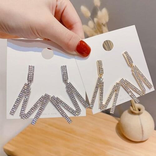 Oversized Full Crystal Letter M Large Dangle Earring for Women Exaggerated Rhinestone Bling Earring Bride Wedding Party Jewelry