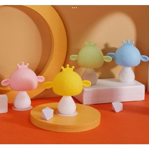 Baby Silicone Teethers Newborn Cartoon Small Mushroom Teething Toy Multifunction Chewable Teethers Infant Nursing Appease Nipple