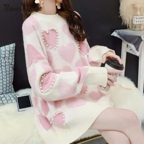 Namou Drane Lazy Style Beaded Sweater Pullover Womens 2021 Spring and Autumn Loose Bottoming Shirt Jacket Early Autumn New Wave