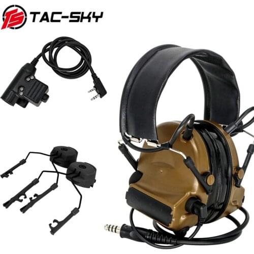 TAC-SKY COMTAC II tactical noise reduction shooting headset + military adapter PTT U94 PTT + ARC track Comtac bracket CB
