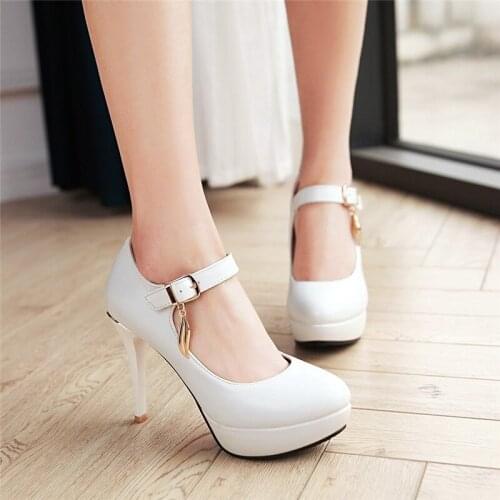 YMECHIC White Pink Wedding Party Ladies Shoes with Heels Platform Stiletto Black Office Dress Mary Jane Shoes High Heel Pumps