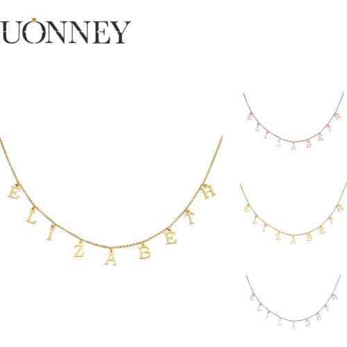 UONNEY Dropshipping Dainty Initial Name Necklace Fashion Chokers Personalized Letter Pendants Womens Accessories Silver Jewelry