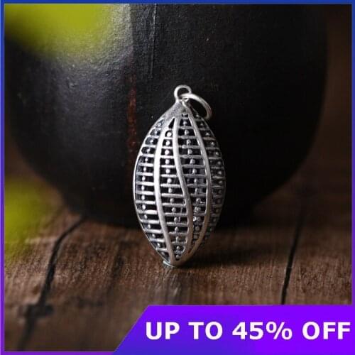 925 Sterling Silver Vintage Hollow Olive Core Design Pendant Man Woman Pure Silver Simple Fashion Elliptical Pendant Jewelry