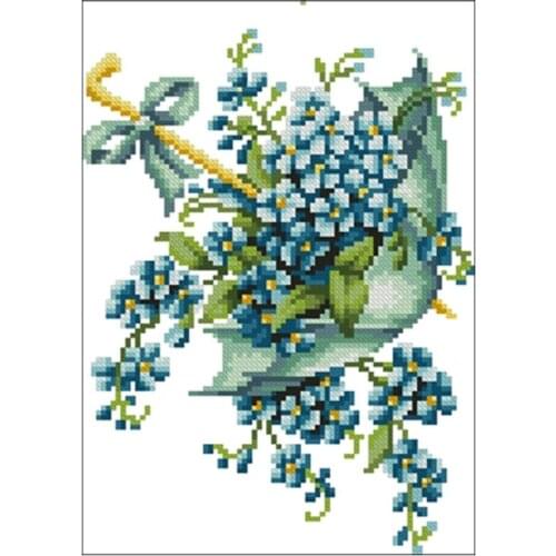 Umbrella flower-blue primrose Counted Cross Stitch 11CT 14CT 18CT DIY Chinese Cross Stitch Kits Embroidery Needlework Sets