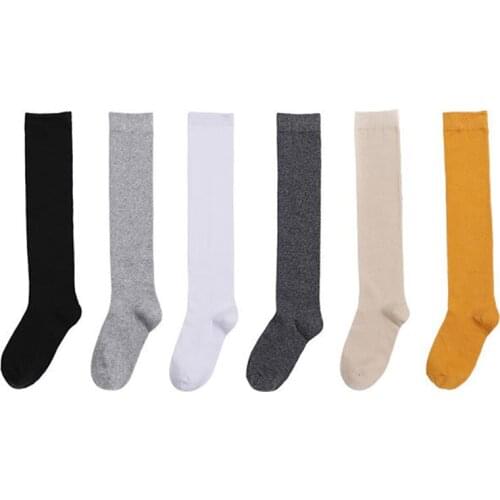 1Pair Pure Color Women Sock Cotton Breathable Mid Tube Socks Nice Gift Japanese Style Keep Warm Knee Socks