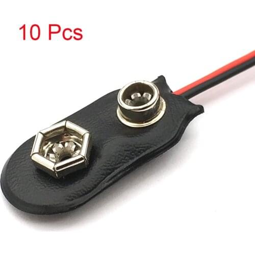 10pcs 9V Battery Button Holder 15cm Black Red Cable Connection 9V Battery Clips Connector Buckle
