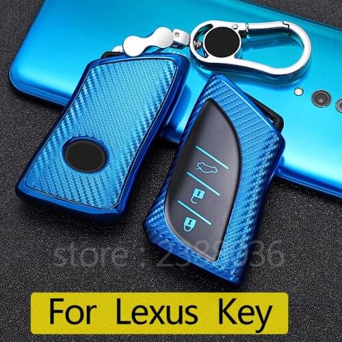 1x Premium Soft TPU Carbon Fiber Style Car Key Fob Case Keychains For Lexus UX200 LS500 LS500H LC500 LC500h ES300h ES350