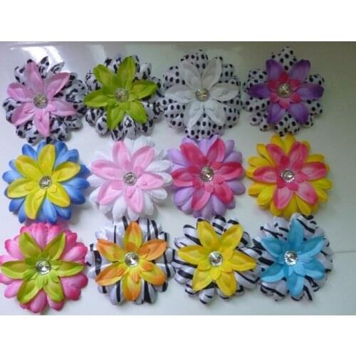 2013 500pcs about 7 cm Flower Hair small lily Clips Flower Hair Bow Clip + 1.5 Inch Crochet Headband