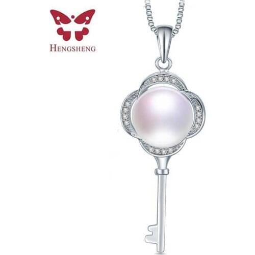 2019 HENGSHENG Popular love key necklaces 100% natural freshwater pearl necklaces & pendants for mom gift pearls 10-10.5mm