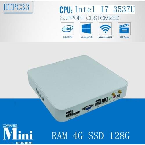 3 Years Warranty High-grade Mini PC Small Desktop Intel Core i7 3537U 4GB Ram 128GB SSD 1080P HDMI+VGA