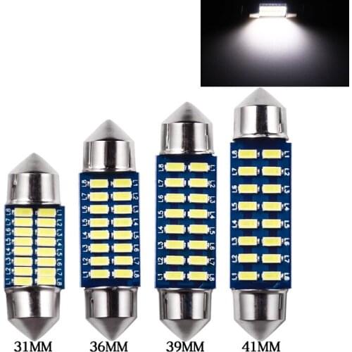 Car Light Super Bright LED Bulb Double Tip 3014 16SMD Canbus Car Interior Reading Dome Light Auto Door Lamp 31mm 36mm 39mm 41mm
