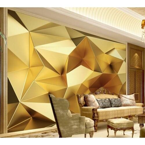 Beibehang Custom silk cloth mural luxury golden geometric polygon 3d stereo European TV background wall papel de parede