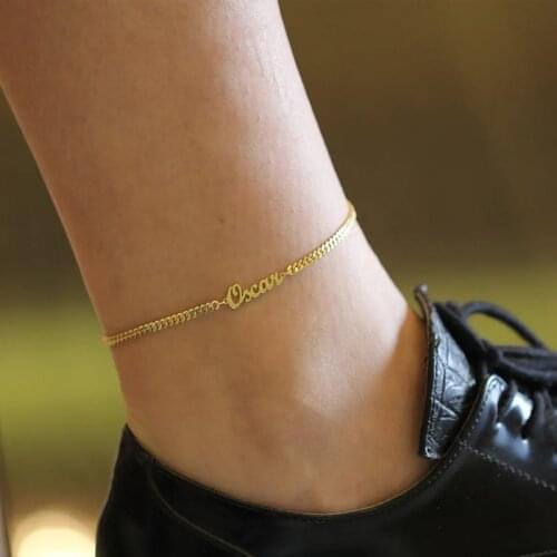 Custom Name Anklet Foot Stainless Steel Chain Personalize Anklets for Women Girl Bohemian Beach Jewelry Fashion Bridesmaid Gift