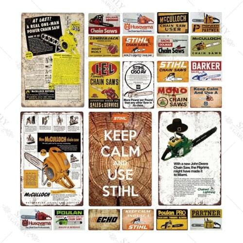 Chain Saw Metal Sign Plaque Metal Vintage Keep Calm Use a Tin Sign Wall Decor for Decorative Plate Chainsaw Machine Decor Metal