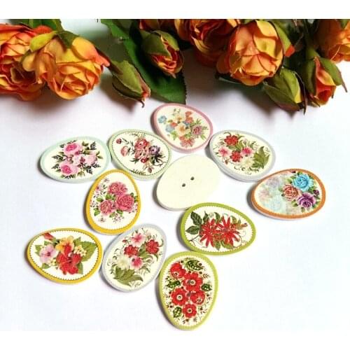 40pcs/lot Cartoon Wooden Buttons Decorative Easter Eggs Buttons for Christmas Clothes Ornament DIY