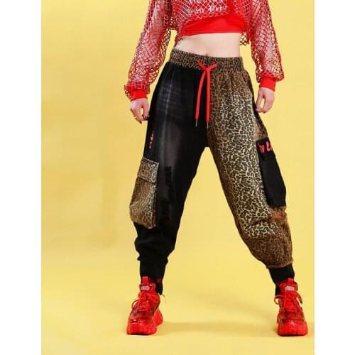 Hip Hop Dance Pants Women Leopard Rave Outfit Jazz Dance Wear Stage Costume Dancing Practice Wear Teen Girls Clothing DL7435
