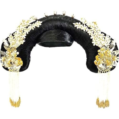 Qing Dynasty Headdress Empress Hair Princess Qitou Accessories Ancient Chinese Beauty Funny Party Dress Up