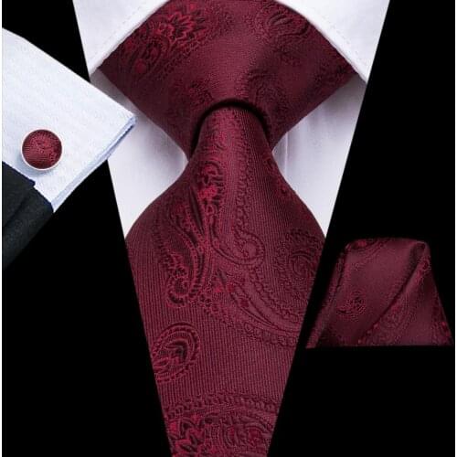 Hi-Tie 8.5cm Burgundy Black Navy Blue Solid Paisley 100% Silk Men Business Tie Necktie for Men Formal Luxury Wedding Tie Gravata