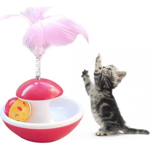 Pet Cat Kitten Toy Rolling Scratching Ball Funny Cat Kitten Play Dolls Tumbler Ball Pet Cat Toys Interactive Feather Ball Toy