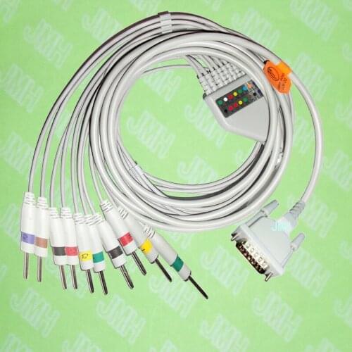 Use for 15PIN Schiller,Futuremed,Cardiette,Astron,BTL,EKG Machine the One-piece 10 leads cable and 3.0 pin leadwires,IEC or AHA