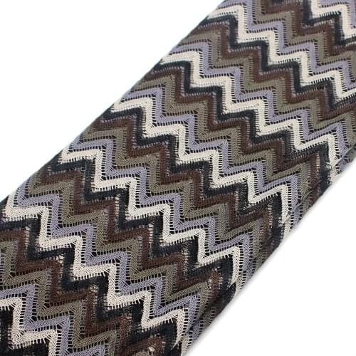 Zig Zag Knitting Lace Fabrics Black 1 Meter For Dress Wave Striped Crochet Mesh Fabrics Diy Garment 150CM Wide