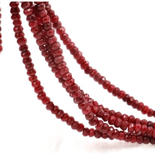 Fashion Natural Stone Red Jades Rubys 2x4mm Abacus Shape Faceted Loose Beads for Jewelry Making Women Accessory Gift 15inch M297