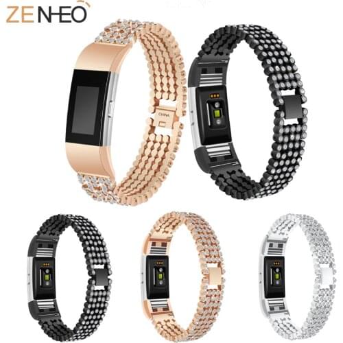 Fashion women’s For Fitbit Charge2 five- flash drilling round bracelet for Fitbit Charge 2 smart watch replacement bracelet