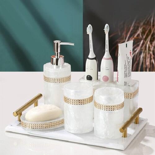 Nordic Light Luxury Style Resin Bathroom Set Five-piece Wash Set Home Portable Hotel Toilet Accessories Ornaments Wedding Gift