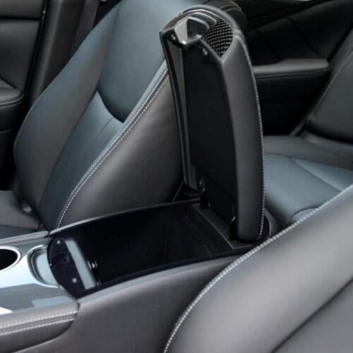 Car Armrest Box Sticker Waterproof Dust-proof Carbon Fiber Decal Protective Black Armrest Box Cover for Infiniti Q50 2014-2020