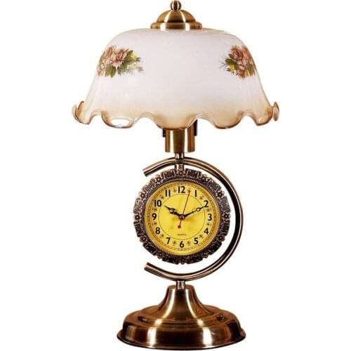 Vintage European Clock Bedroom Besides Table Lights Tawny Glass Study Room Table Lamps Living Room Desk lighting Fixture