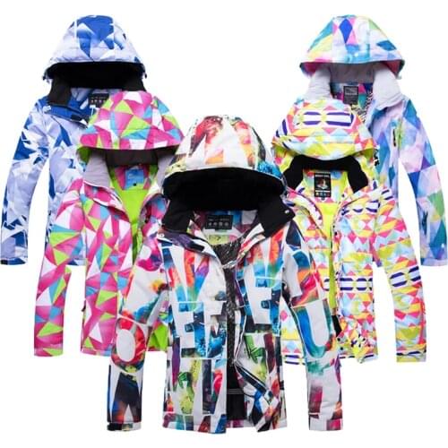 New Winter Colorful Warm Thick Women Ski Jacket Detachable Hat Outdoor Waterproof Windproof Mountain Sports Ski Snowboard Jacket