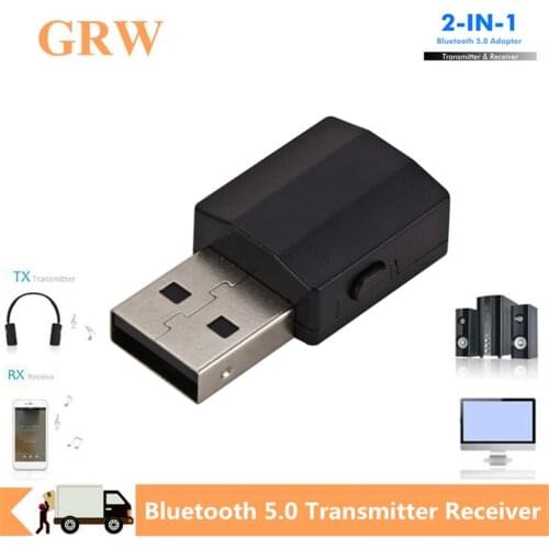 GRWIBEOU New 5.0 Bluetooth Transmitter Receiver Mini 3.5mm AUX Stereo Wireless Music Adapter For Car Radio TV Bluetooth Earphone