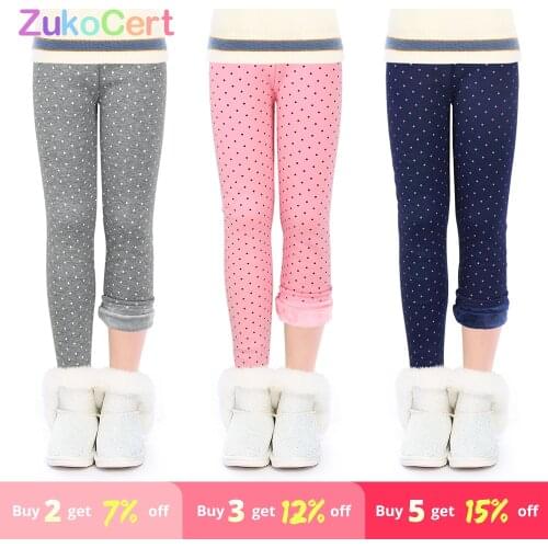 ZukoCer Girl Leggings Stretch Elastic Waist Baby Girl Skinny Pant Kids Cotton New Winter Girls Plus Velvet Thickening 3-12 Years