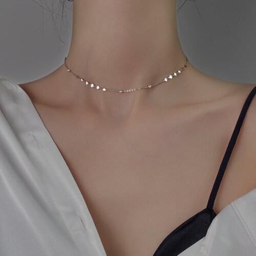 925 Sterling Silver Necklace For Women Thin Choker Simplicity Clavicle Chain Round Beads Geometry Vintage Career Female Jewelry