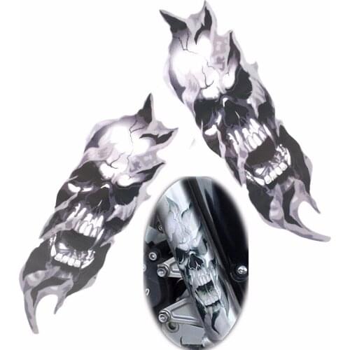 Motorcycle Front Fork Skull Decals For Harley Davidson Sportster Softail Dyna