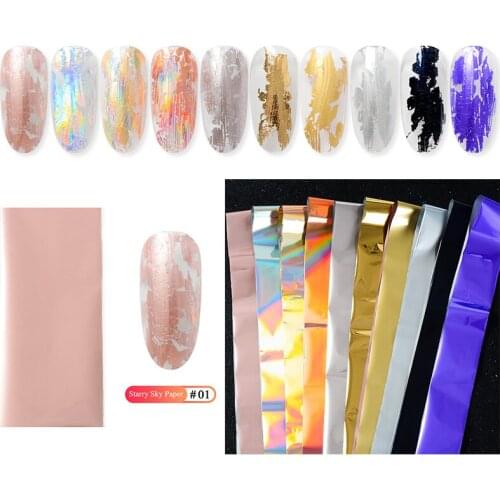 Starry Sky Glitter Nail Stickers Rose Gold Laser Paper Holographic Nail Foils Decals Art Transfer Stickers Nail Art Tips