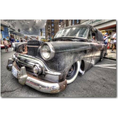 Vehicle Hot Rod Classic Car Retro Car Posters Wall Art Picture Silk Canvas Printed Art Paintings for Home Decor