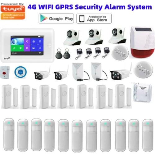 Tuya APP Control 4.3 Inch Touch Screen WIFI 4G 3G Network Wireless Home Burglar Security Alarm System Video IP Camera 4G SIM
